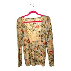 Y2K floral lace long sleeve top